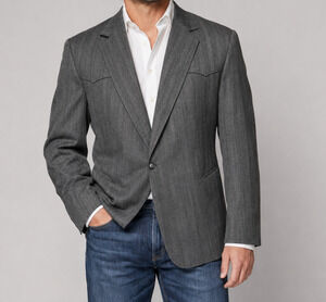Talbot Jaimes 48-50L Gray Western Blazer Sport Coat Rodeo Cowboy 1/4 Lined